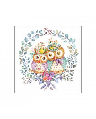 Servetele de masa, 20 buc, 33x33 cm, Owl couple in love - AMBIENTE