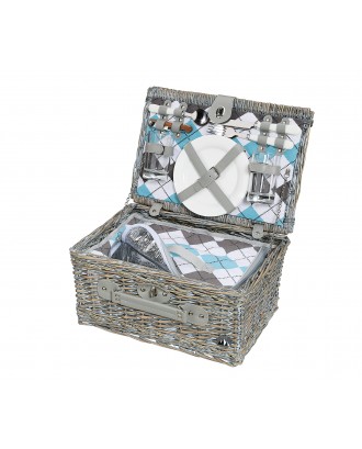 Cos de picnic pentru 2 persoane, salcie impletita, model Stresa Deluxe - CILIO