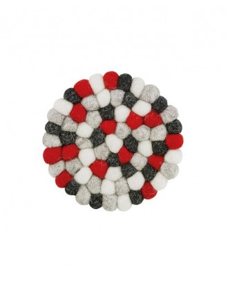 Suport rotund din lana, rosu, 10 cm, Lana - CILIO
