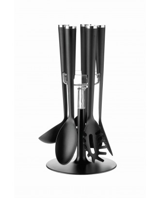 Set de 5 ustensile cu suport, inox si acril, colectia Cooking - GUZZINI