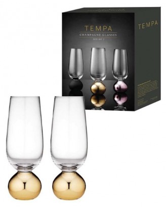 Set 2 pahare pentru sampanie, sticla cristalina, Astrid Gold - SIMONA'S COOKSHOP