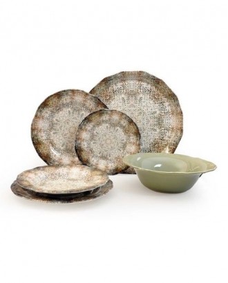 Set pentru cina, 20 piese, ceramica, Tiffany Coffee Green - SIMONA'S COOKSHOP