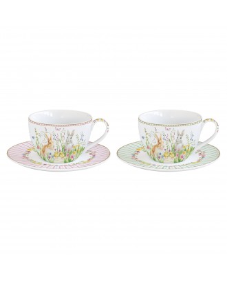 Set 2 cesti si farfurii pentru ceai, 240 ml, Happy Easter - SIMONA'S COOKSHOP