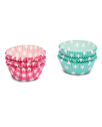 Set 200 hartii de copt pentru briose, 5 cm, roz si turcoaz - PATISSE