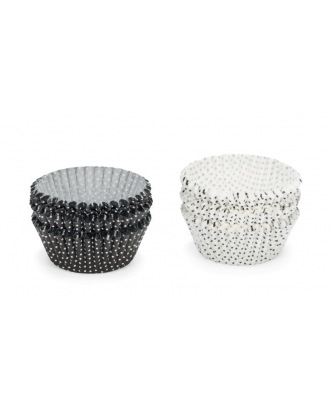 Set 200 hartii de copt pentru briose, 5 cm, polka dots alb/negru - PATISSE