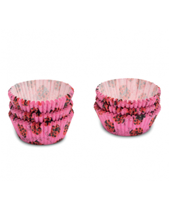 Set 200 hartii de copt pentru briose, 5 cm, roz cu buburuze - PATISSE