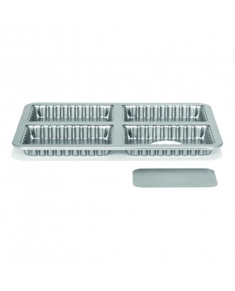 Forma pentru mini quiche, 4 cupe, baza detasabila, otel, 13cm, colectia SilverTop - PATISSE