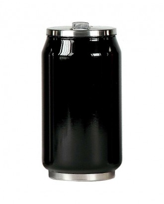 Cutie izoterma cu pai, 280ml, culoare neagra - YOKO DESIGN