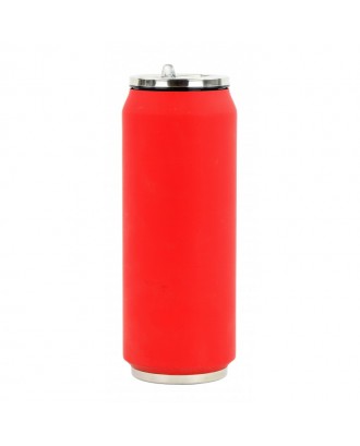 Cutie izoterma cu pai, 500 ml, rosu, colectia Soft touch - YOKO DESIGN
