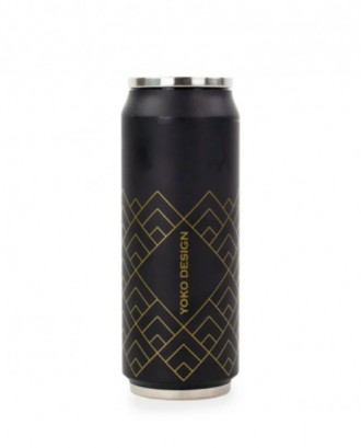 Cutie izoterma cu pai, 500 ml, Art Deco Black - YOKO DESIGN