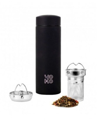 Ceainic izoterm din otel inoxidabil, 350 ml, negru - YOKO DESIGN