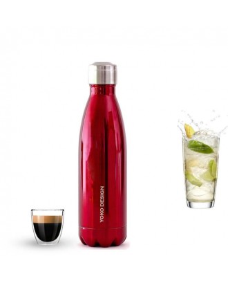 Sticla izoterma, 500ml, culoare rosu -   YOKO DESIGN