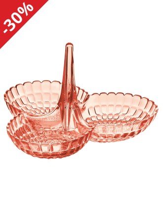 Suport cu 3 boluri pentru gustari, rosu, colectia Tiffany - GUZZINI