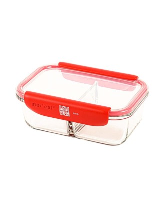 Recipient ermetic din sticla cu capac Stor'eat, 1000 ml, rosu - MASTRAD