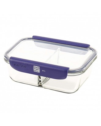 Recipient ermetic din sticla cu capac Stor'eat, 1450 ml, albastru - MASTRAD